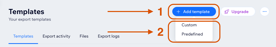 Add template button in the top-right action area