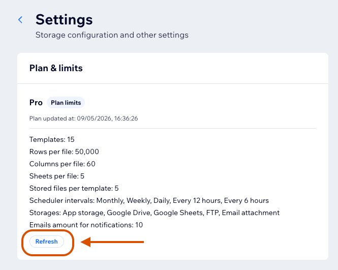 Refresh limits button