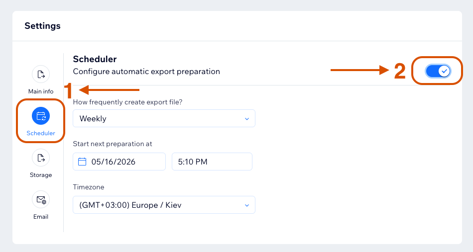 Scheduler settings