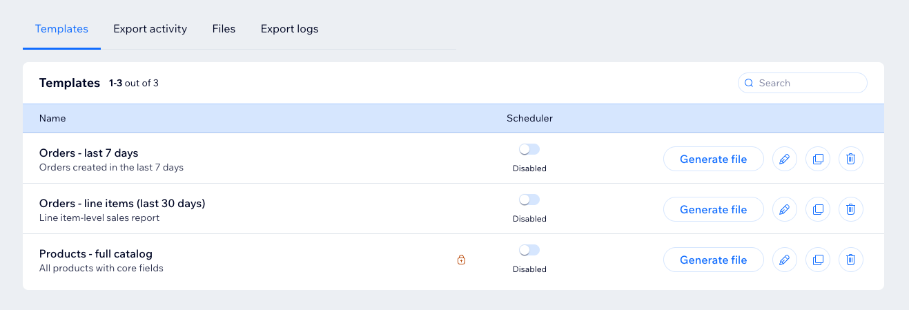 Templates tab overview